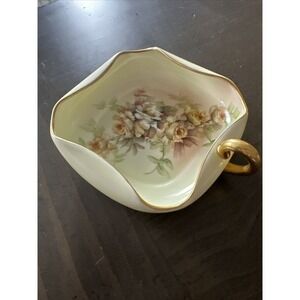 Vintage Epiag Czechoslovakia China Plate Floral Trinket Dish‎ Yellow Bowl